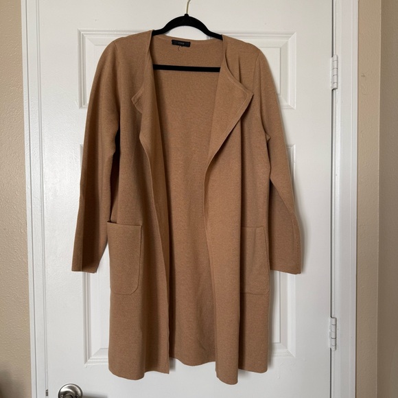 J. Crew Juliette Collarless Sweater Blazer Sand Tan Color Size Large - Picture 2 of 12